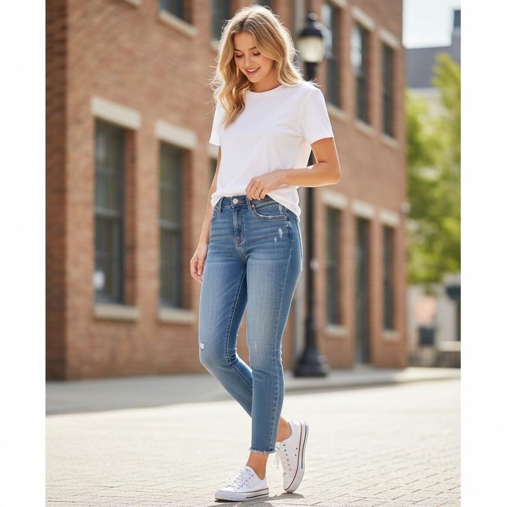 Judy Blue Skinny Jeans Womens 5/27 Blue Released Hem Denim Casual